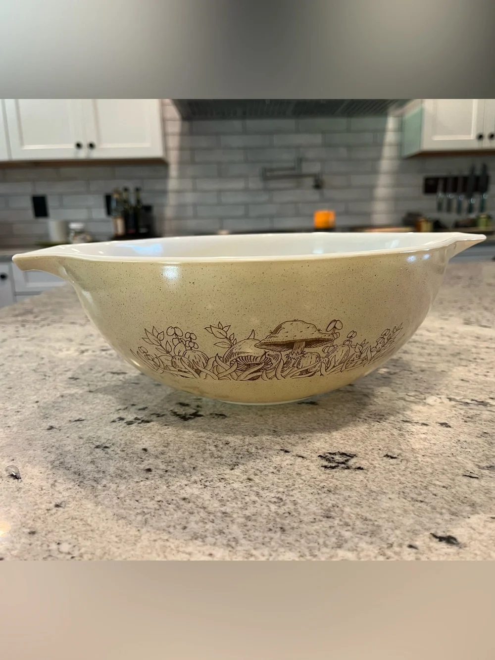 VTG Pyrex Forest Fancies Mushroom Mixing Bowl 444 Cinderella Large 4 Qt Handles